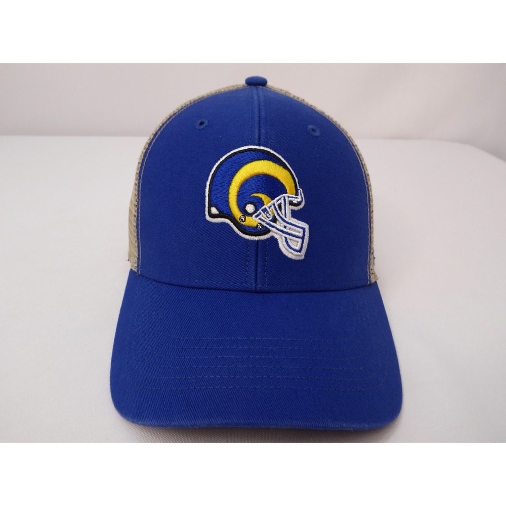 47 Brand Los Angeles Rams NFL Trucker Hat Blue Tan Mesh Snapback Cap